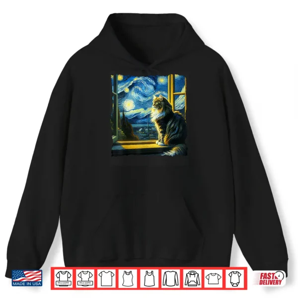 Hoodie Cat Maine Coon Starry Night Maine Coon Shirt