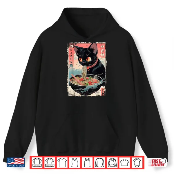 Hoodie Cat Ramen Noodle Japanese Anime Manga Cat Shirt