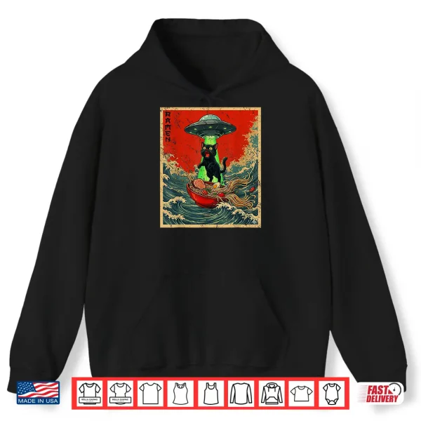 Hoodie Cat Ramen UFO Japanese Anime Graphic Tees Men Women Teens Shirt