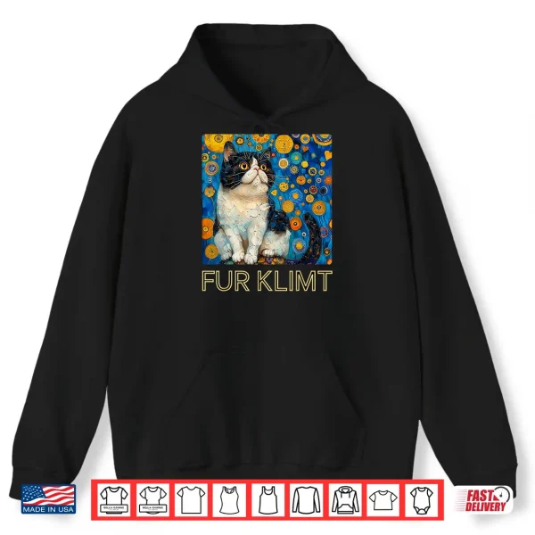 Hoodie Cat in Klimt Painting Cat Lover Exotic Shorthair Artist Shirt