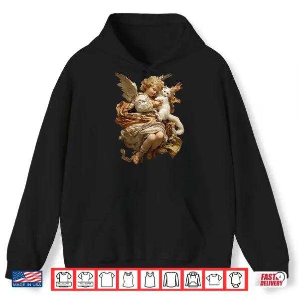 Hoodie Cherub Angel with Persian Cat Baroque Renaissance Aesthetic Shirt