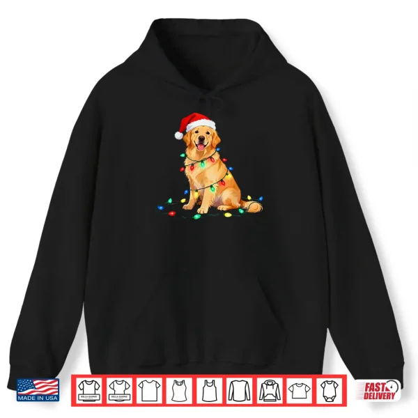 Hoodie Christmas Golden Retriever Santa Hat Xmas Dog Mom Pet Lover Shirt