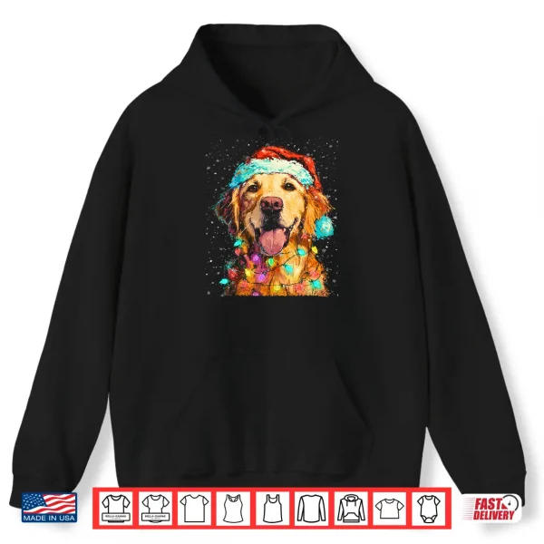 Hoodie Christmas Light Cute Dog Golden Retriever Shirt