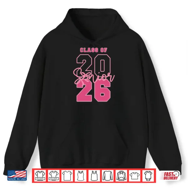 Hoodie Class of 2026 Senior 2026 Graduation Coquette Pink Bow Girls Shirt