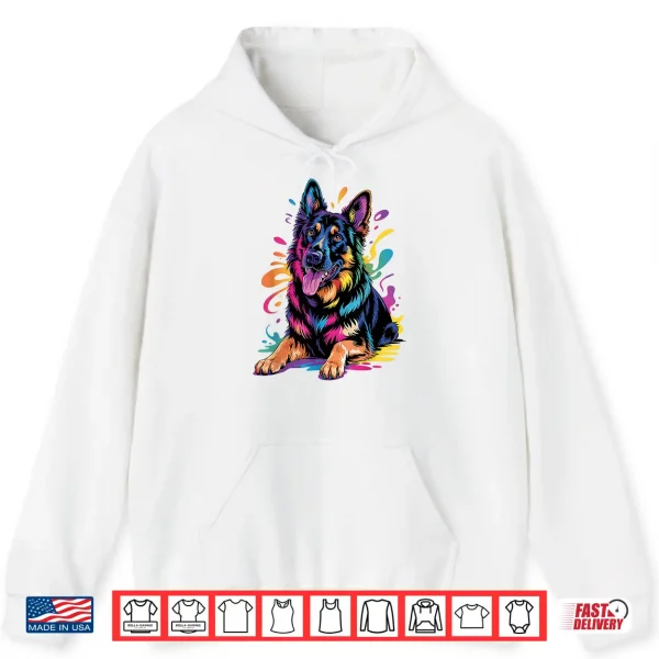 Hoodie Colorful Black German Shepherd Portrait Pop Art Dog Mom Dad Shirt