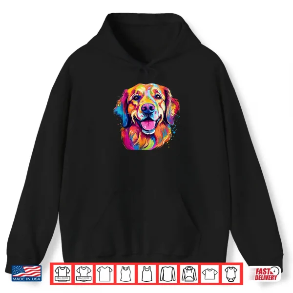 Hoodie Colorful Golden Retriever with big eyes Portrait Pop Art Shirt
