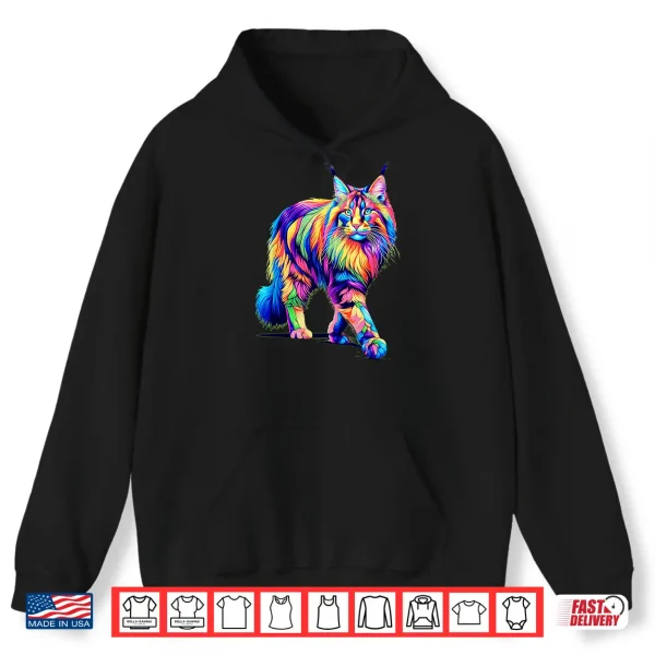 Hoodie Colorful Pop Art Maine Coon Cat Maine Coons Shirt