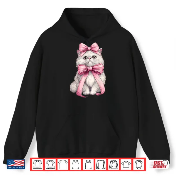 Hoodie Coquette Bow Persian Cat Mom Cute Pink Mothers Day Mom Girl Shirt