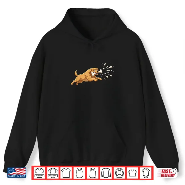 Hoodie Crazy Running Dog Chasing Bone Cartoon Animal Shirt
