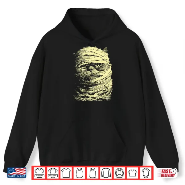 Hoodie Creepy Cute Persian Cat Spooky Halloween Scary Feline Mummy Shirt