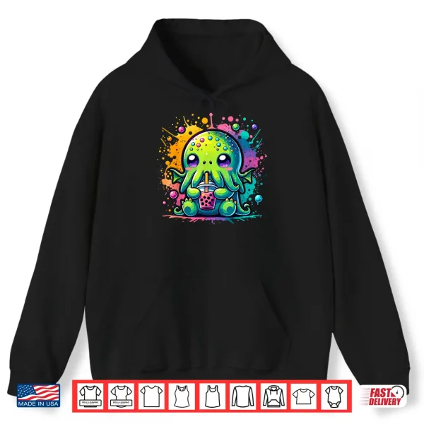 Hoodie Cthulhu Kawaii Anime Alien Bubble Tea Shirt