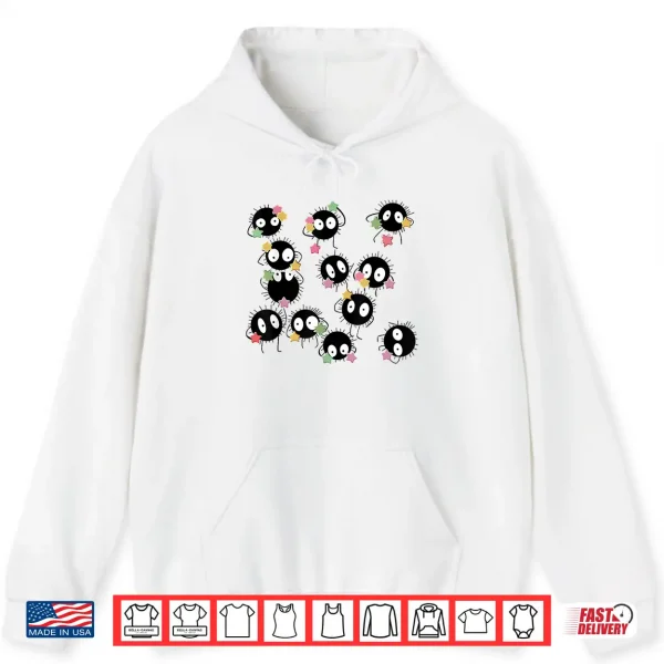 Hoodie Cute Anime Soot Man Ball with Colourful Sugar Stars Shirt
