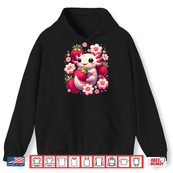 Hoodie Cute Axolotl Kawaii Anime Axolotl Strawberry Shirt