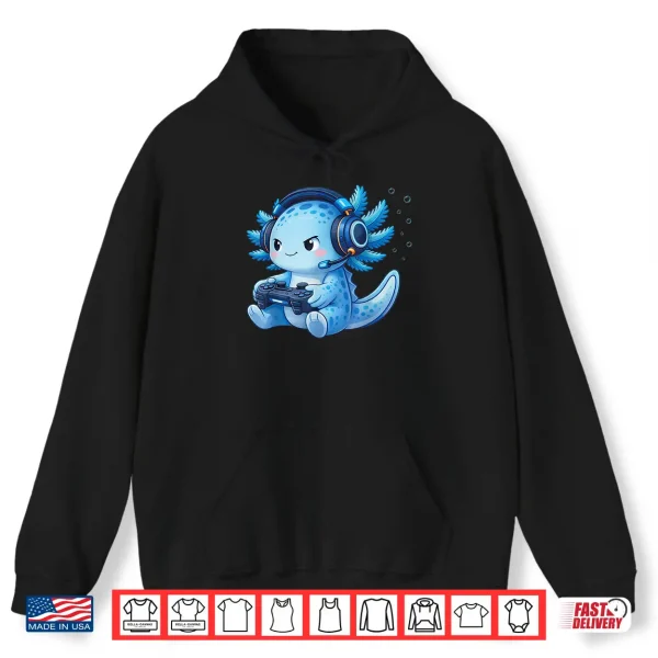 Hoodie Cute Axolotl Video Games Anime Funny Gaming Gamer Boys Kids Shirt