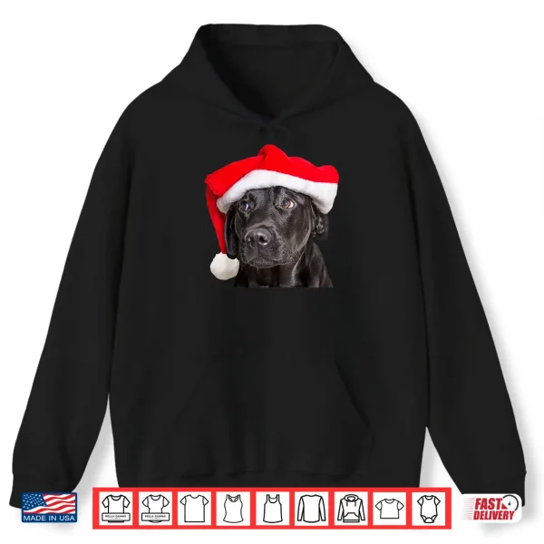 Hoodie Cute Black Lab Santa Hat Christmas Dog Labrador Retriever Shirt