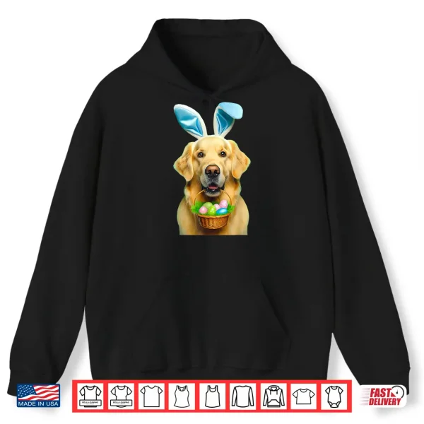 Hoodie Cute Bunny Ear Golden Retriever Dog Easter Eggs Basket Owner Shirt
