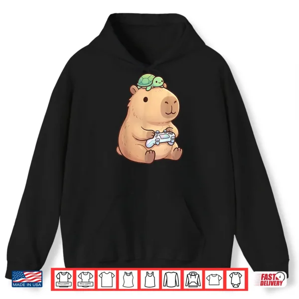 Hoodie Cute Capybara Anime Gamer Turtle Funny Graphic Kawaii Shirt