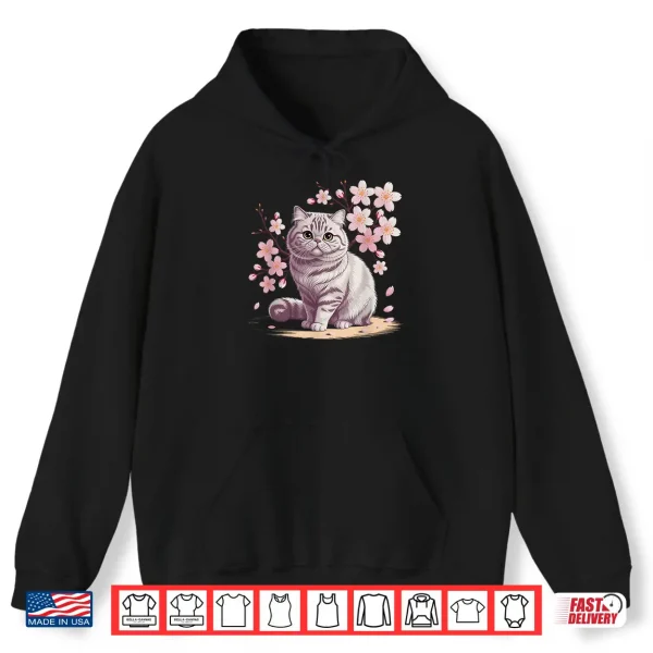 Hoodie Cute Exotic Shorthair Cat With Cherry Blossoms Cat Shirt
