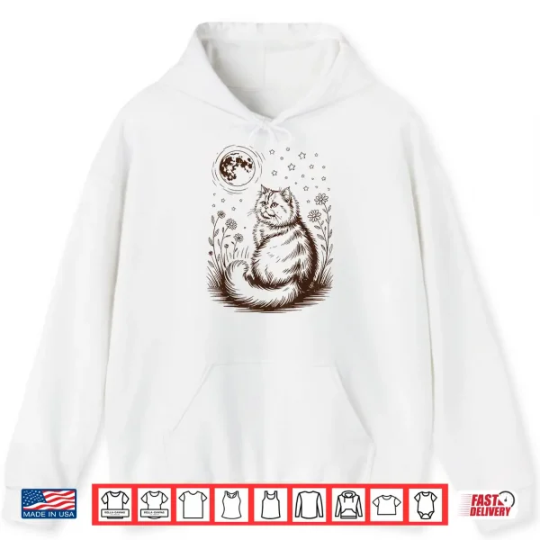 Hoodie Cute Floral Persian Cat Moon Halloween Costume Girl Women Shirt