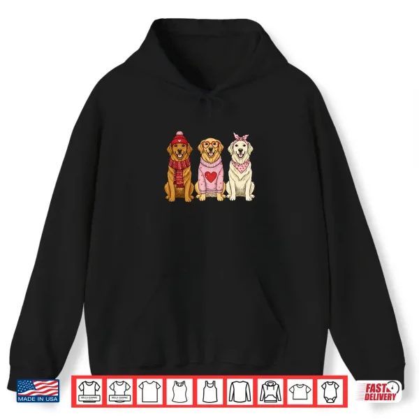 Hoodie Cute Golden Retriever Valentine Dog Shirt