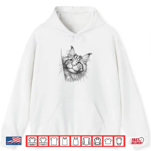 Hoodie Cute Maine Coon Cat Peeking Professional Graphic Shirt