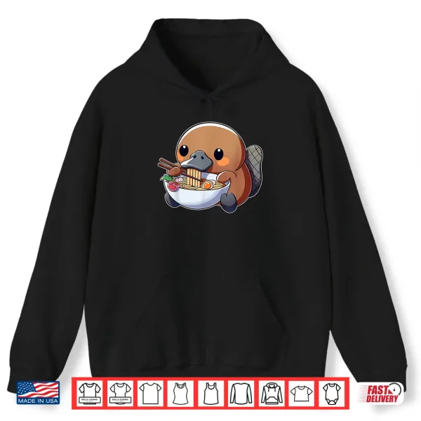 Hoodie Cute Platypus Ramen Anime Kawaii Japanese Eating Noodle Kids Shirt
