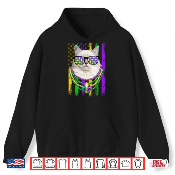 Hoodie Cute Ragdoll Cat Lover American Flag Mardi Gras Shirt