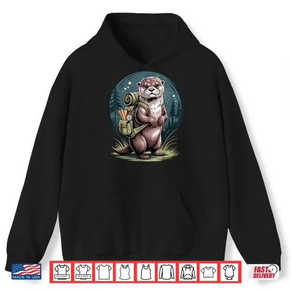Hoodie Cute River Otter Hiking Backpacking Wilderness Backpack Shirt