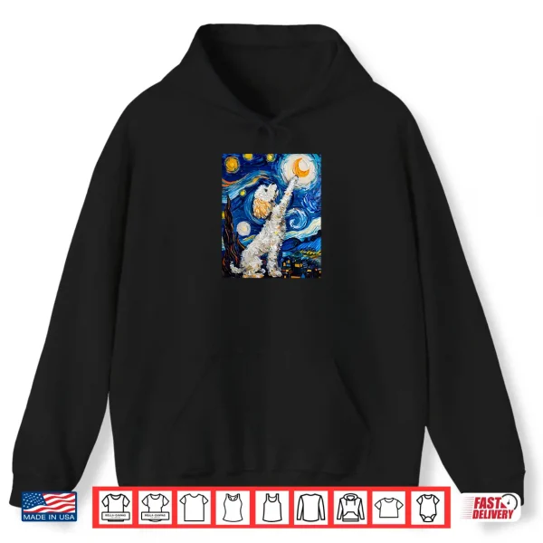 Hoodie Cute Van Gogh Poodle Dog Starry Night Funny Women Men Shirt