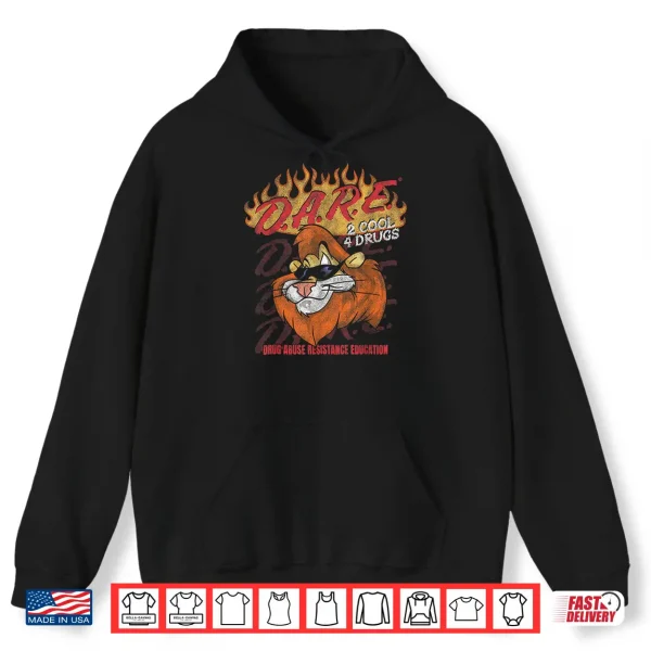 Hoodie D A R E America Two Cool Four Drugs Flame Logo Daren P S A Shirt