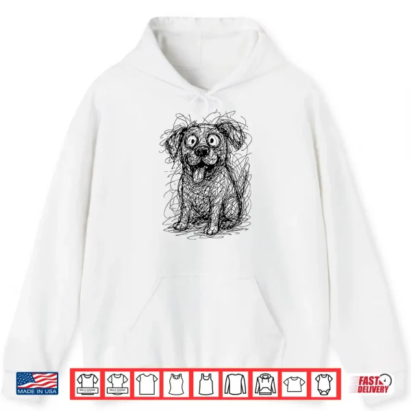 Hoodie Dog Abstract Art Portrait Drawing Whimsical Dog Lovers Shirt