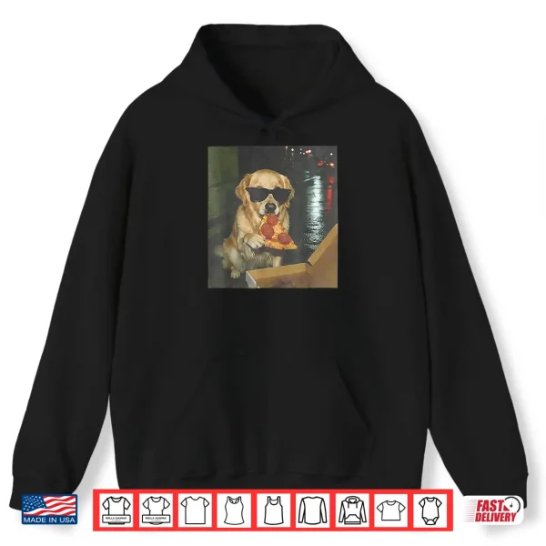 Hoodie Dog Eating Pizza Golden Retriever Meme Shirt