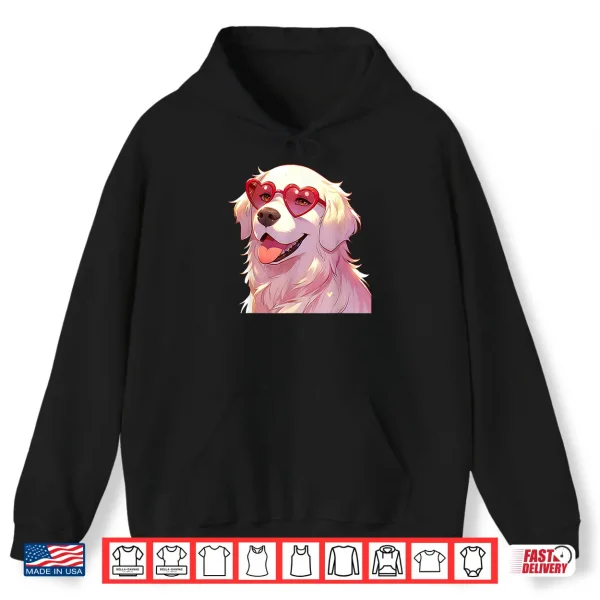 Hoodie English Cream Golden Retriever Mom Gifts Heart Glasses Love Shirt