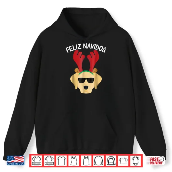 Hoodie Feliz Navidog Navidad Labrador Retriever Christmas Shirt