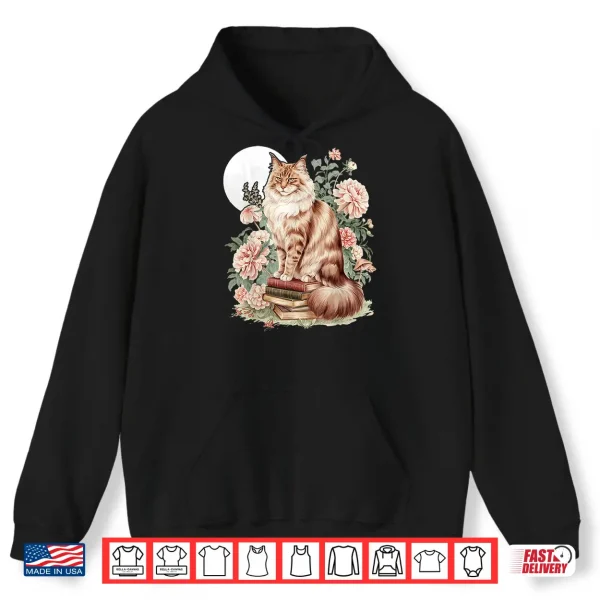 Hoodie Floral Cottagecore Maine Coon Cat Lover Shirt