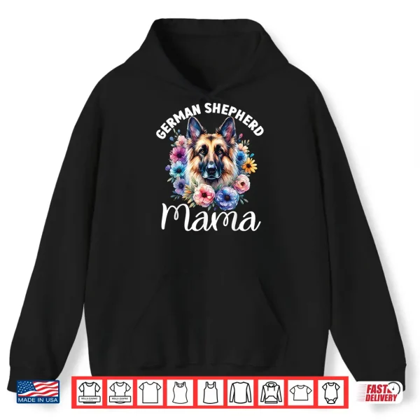 Hoodie Floral German Shepherd Mom Lovers Dog Cute Mama Mothers Day Shirt