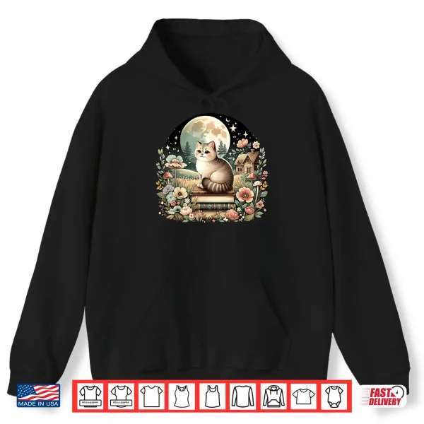 Hoodie Floral Womens Cottagecore British Shorthair cat Lover Shirt