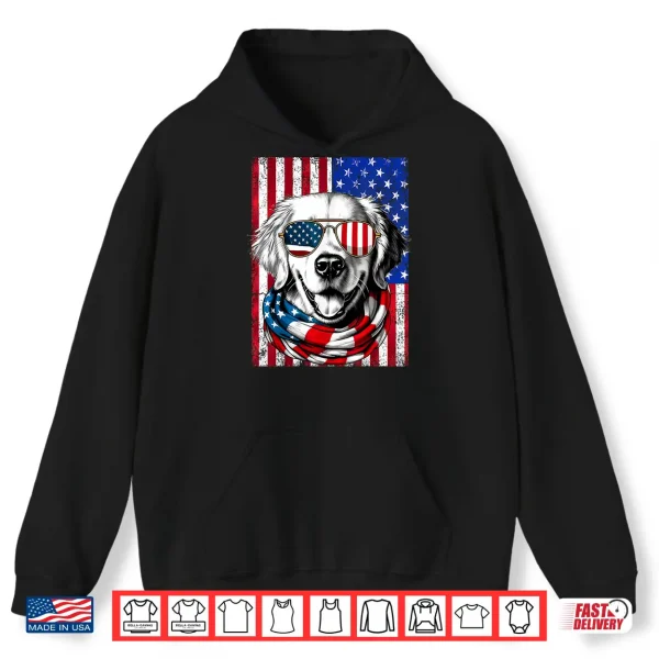 Hoodie Fourth Of July Golden Retriever Dog American Flag USA Patriotic Shirt