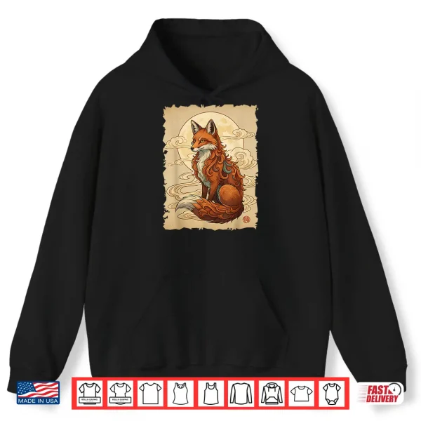 Hoodie Fox Japanese Art Kitsune Style Kawaii Anime Traditional Fox Shirt