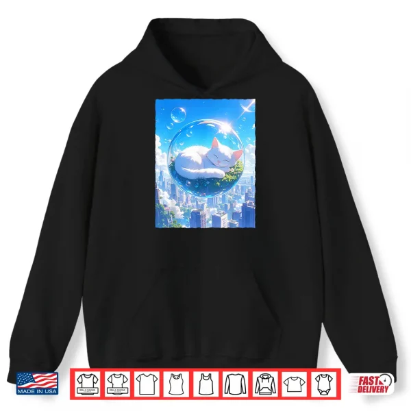 Hoodie Frutiger Aero Kawaii Sleeping Cat in Bubble Aesthetic Shirt