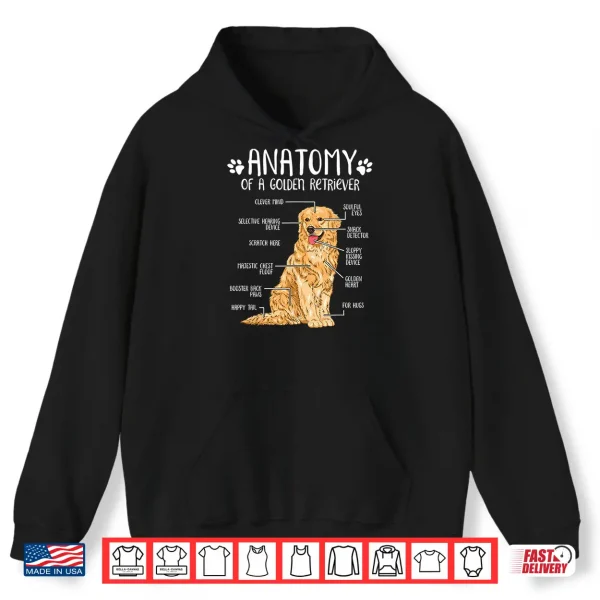 Hoodie Funny Anatomy Golden Retriever Dog Lover Gift Shirt