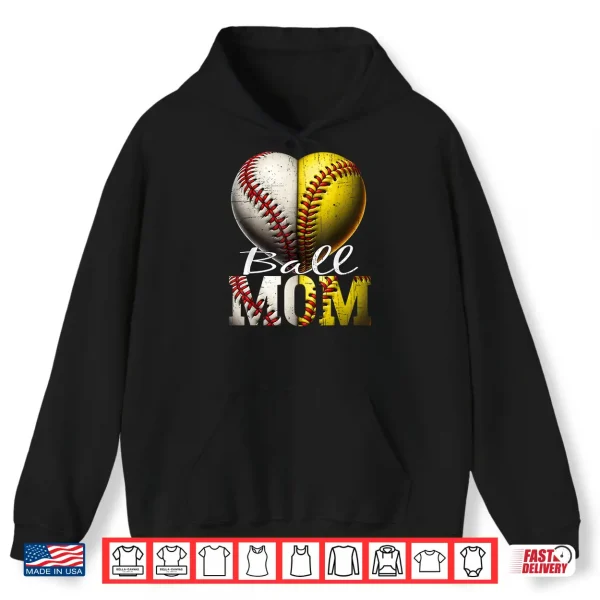 Hoodie Funny Ball Mom Softball Baseball Women Baseball Softball Shirt