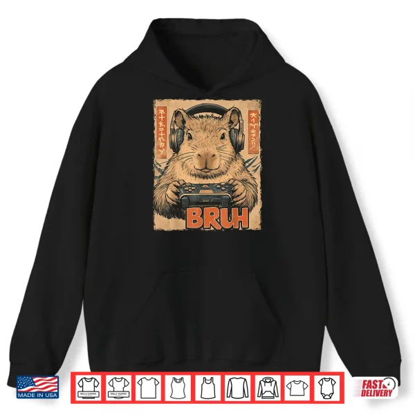 Hoodie Funny Capybara Bruh Video Games Japanese Anime Manga Kawaii Shirt