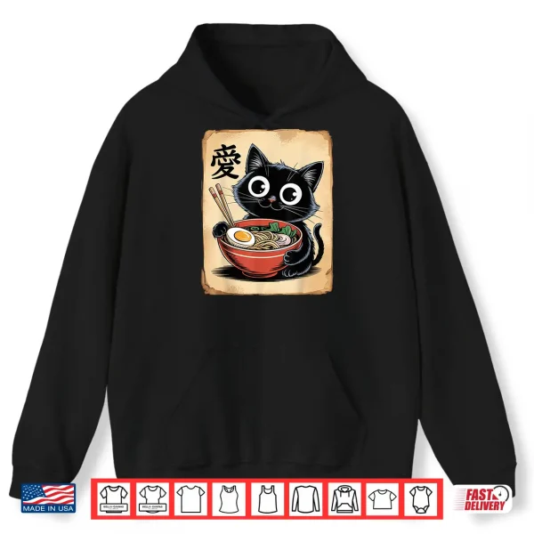 Hoodie Funny Cat Ramen Japanese Kawaii Anime Cat Men Women Shirt