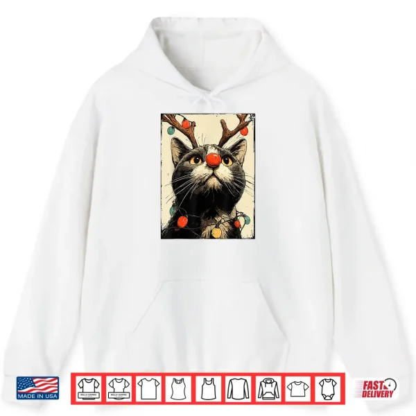 Hoodie Funny Christmas British Shorthair Cat Holiday Lights Festive Shirt