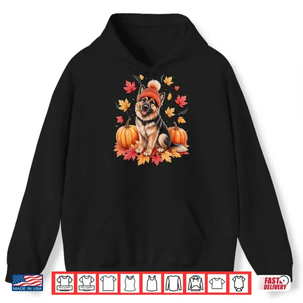 Hoodie Funny German Shepherd Fall Scarf Autumn Leaves Dog Lovers Shirt