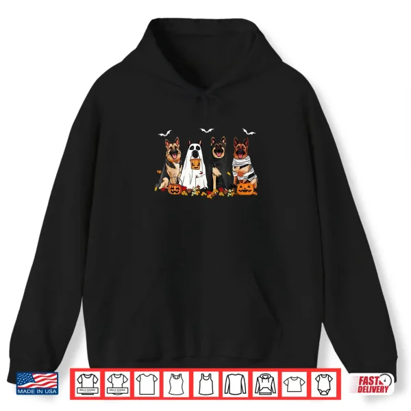 Hoodie Funny Ghost German Shepherd Halloween Dog Mom Dog Witch Shirt