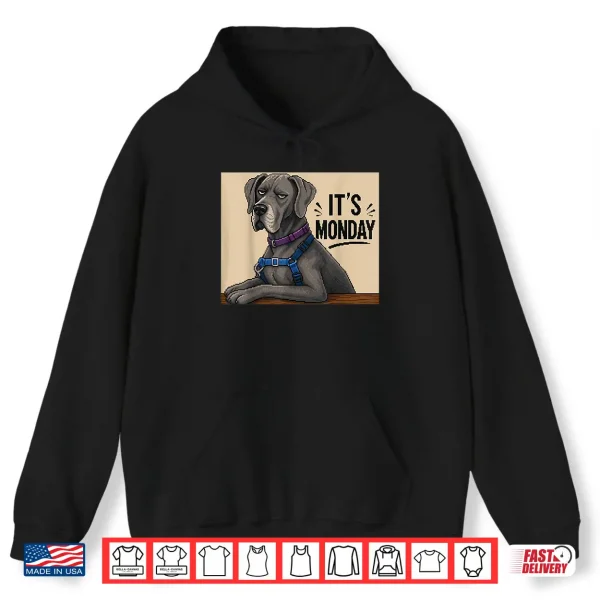 Hoodie Funny Grumpy Dog Monday Pixel Art Great Dane Shirt