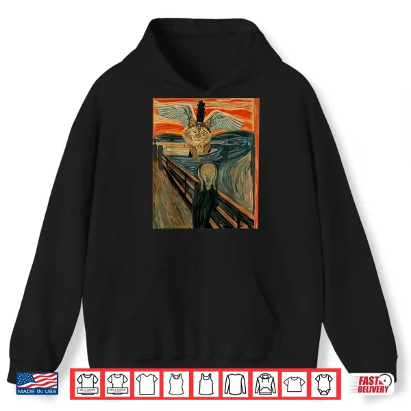 Hoodie Funny Maine Coon Cat The Scream Flying Maine Coon Kitty Shirt