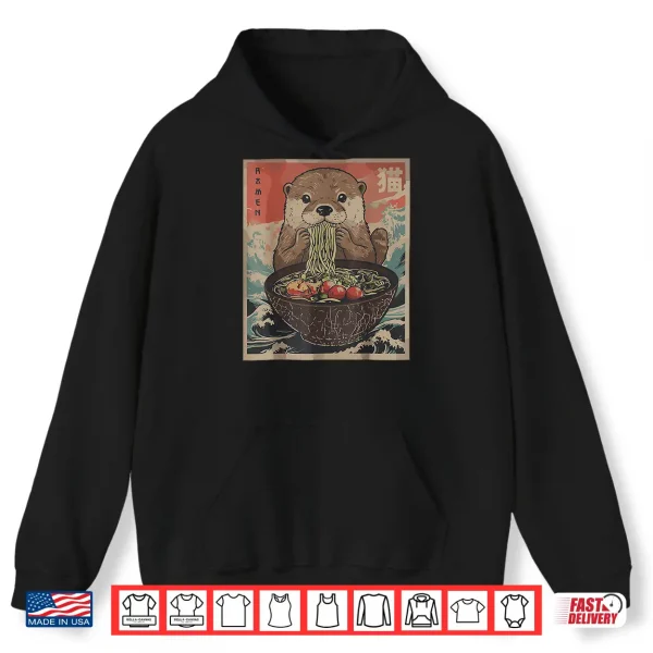 Hoodie Funny Otter Ramen Kawaii Anime Japanese Graphic Women Men Shirt